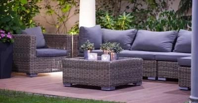 Rattan Garden Sofa Metal Frame PE Wicker Outdoor Furniture Garden Luxury Modular Furniture Set