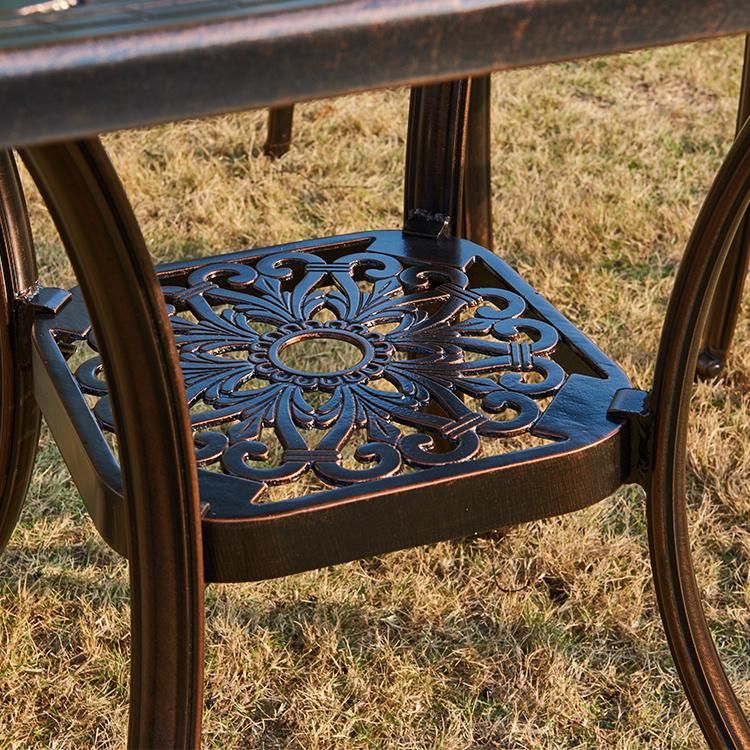 Direct Sale Cast Aluminum Patio Furniture Table Conversation Set for Bistro