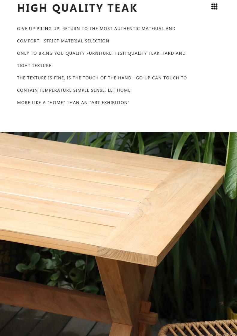 Rattan +Teak Simple OEM Foshan Outdoor Wood Table Dining Set