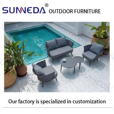 Garden Sets Aluminum Woven Furniture Outdoor Rope Chair Patio Sofa with Table