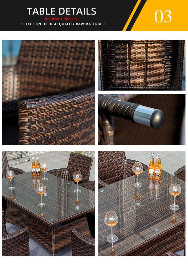 Waterproof Outdoor Rattan Dining Table and Home Chair Set