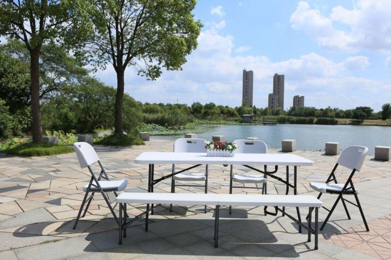 Chinese Fty Cheap Price Vendor Supply 72 Inches 6FT Regular Folding in Half Table 180X74X74 22X1.00mm Foldable in Camping Garden Outdoor Leisure Catering Dinner