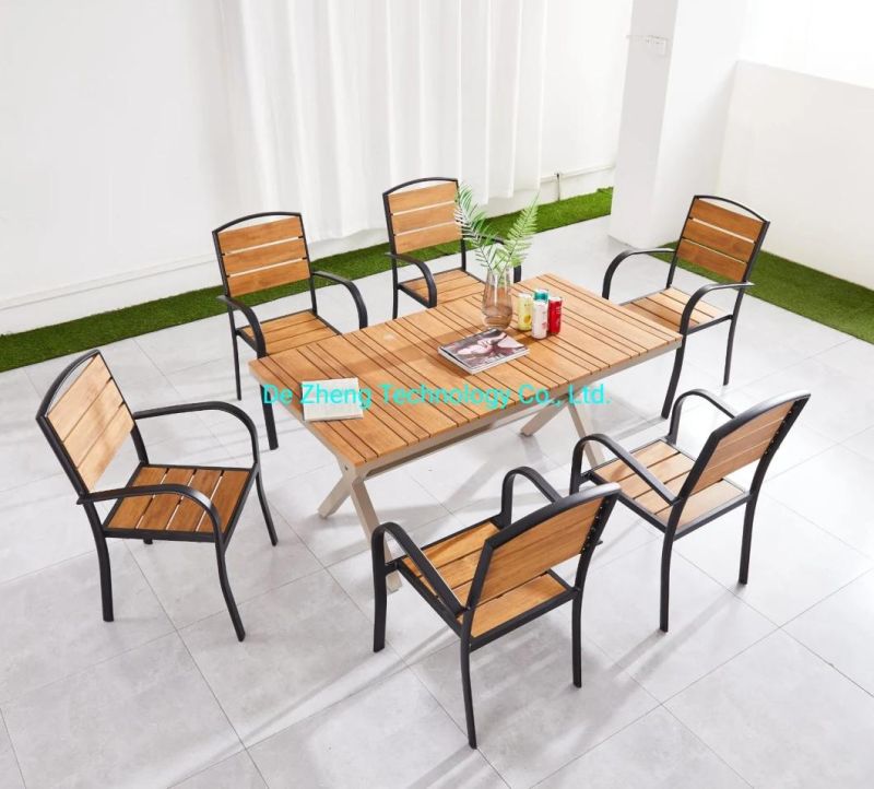 Modern Outdoor Stackable Wood Waterproof Garden Chairs Set for Restaurant