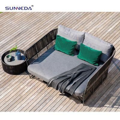 Outdoor Garden Presentable Courtyard Powder Coating Rattan Aluminium Frame Sofa