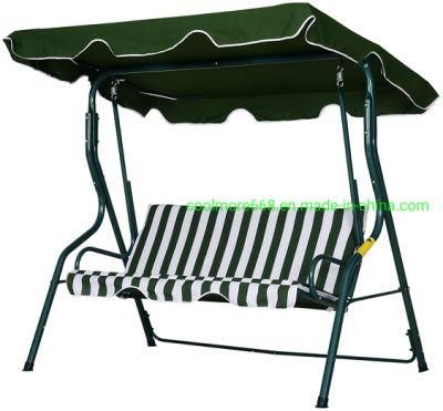 Eco Swing 3 Seater with Detachable Canopy, Garden Swing Cushioned Seat, Made with Strong Powder Coated Steel Frame - White and Green
