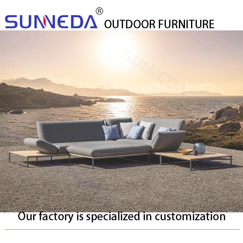 Elegance Modern Outdoor Furniture Leisure Aluminum Teak Wood Garden Sofa