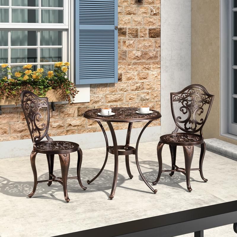 Outdoor and Indoor Aluminum Cast Furniture Sets, Dining Furniture with Round Table for Garden and Kitchen