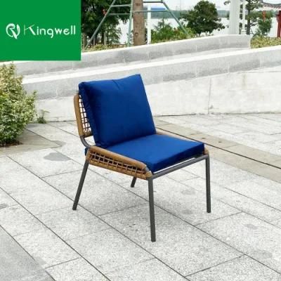 Garden Grey Aluminum Chair with Cyan Waterproof Cushion for Cafe