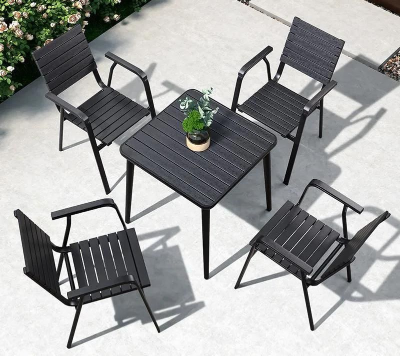 Black Plastic Wood Patio Garden Sets Furniture for Restaurant Hotel