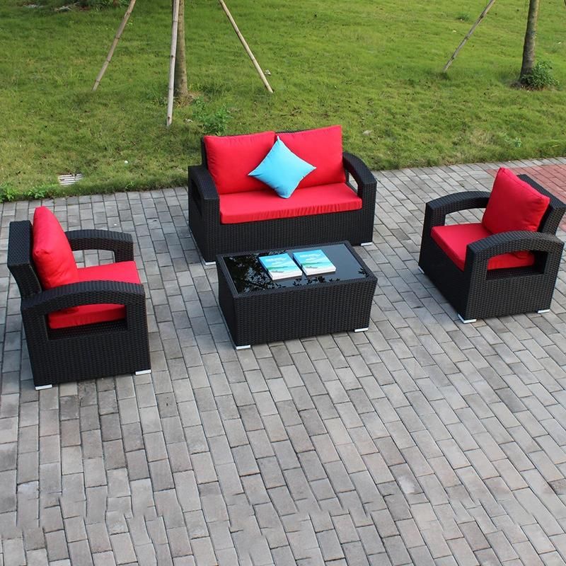 New Lay Down Patio Rattan Sofa Corner Sofa Fire Pit Inside Table