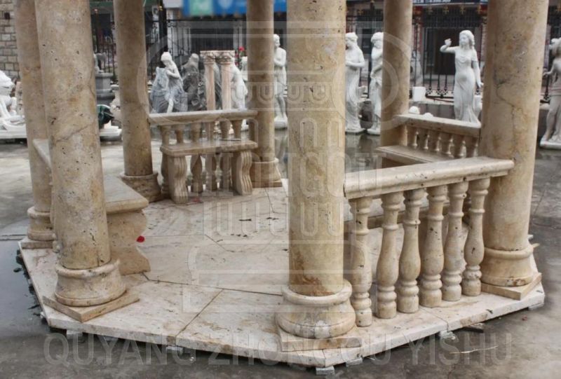 Yellow Marble Stone Gazebo Wedding Pavilion Garden Ornament Bronze Ceiling