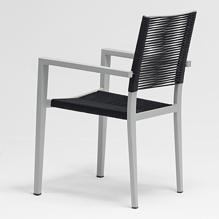 Classical Design Metal Woven Black Rope Weaving Chair for Garden