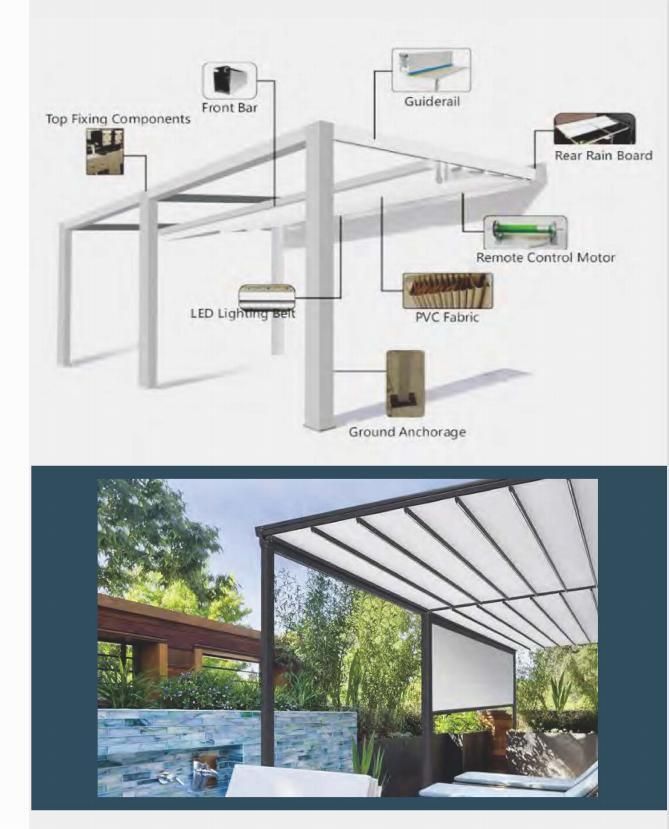 Outdoor Automatic Deck Roof Awning Restaurant Retractable Folding Gazebo Shelter
