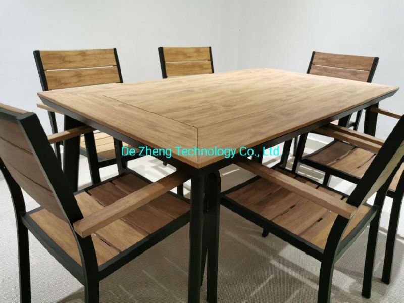High Quality Aluminum Outdoor Garden Dining Wood Bar Table Set for Garden Restaurant