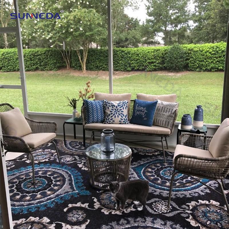 Patio Modern Rattan Coffee Table Aluminum Sofa Garden Furniture