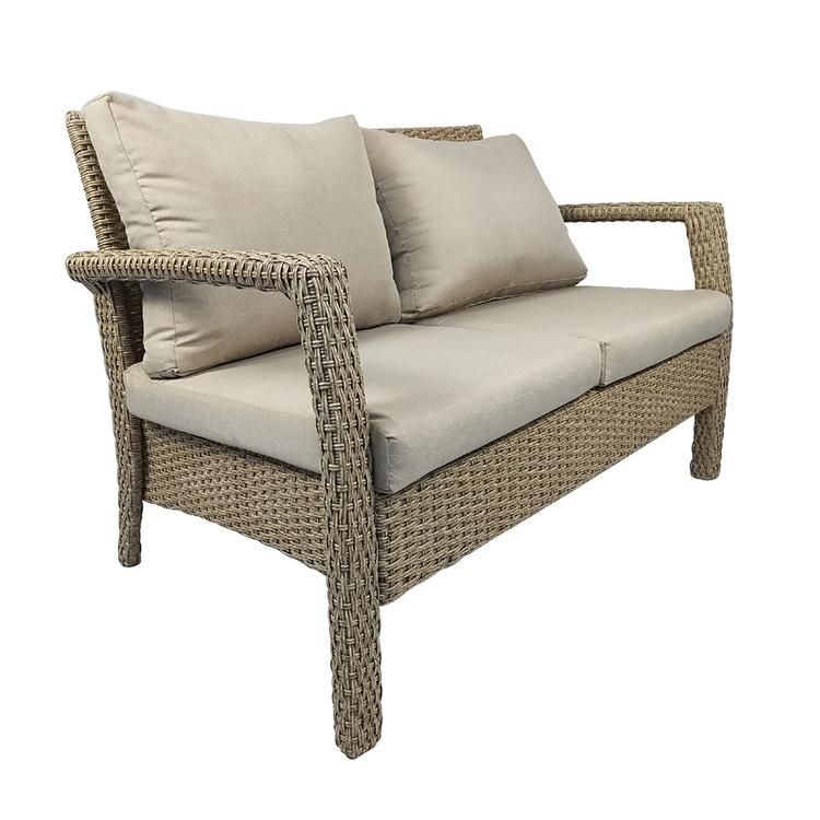Hot Sale Modern Outdoor Aluminum Frame Sea Grass Color PE Rattan Sofa