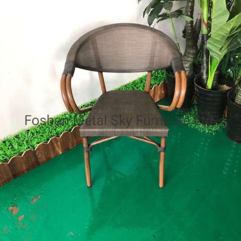 Outdoor Aluminum Wooden Garden Hotel Patio Armchair Teslin Rattan Chair