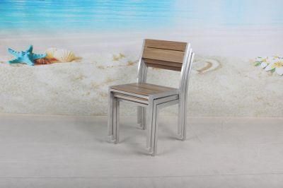 Stackable Teakwood Seat and Back Polishing Aluminum Garden Outdoor Chair