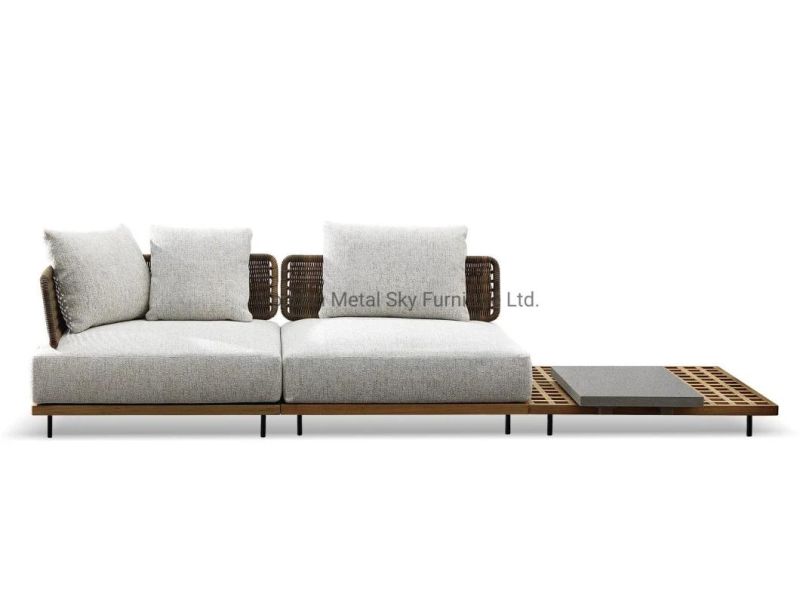 Aluminum Teak Garden Hotel Villa Patio Combination Rattan Outdoor Sofa