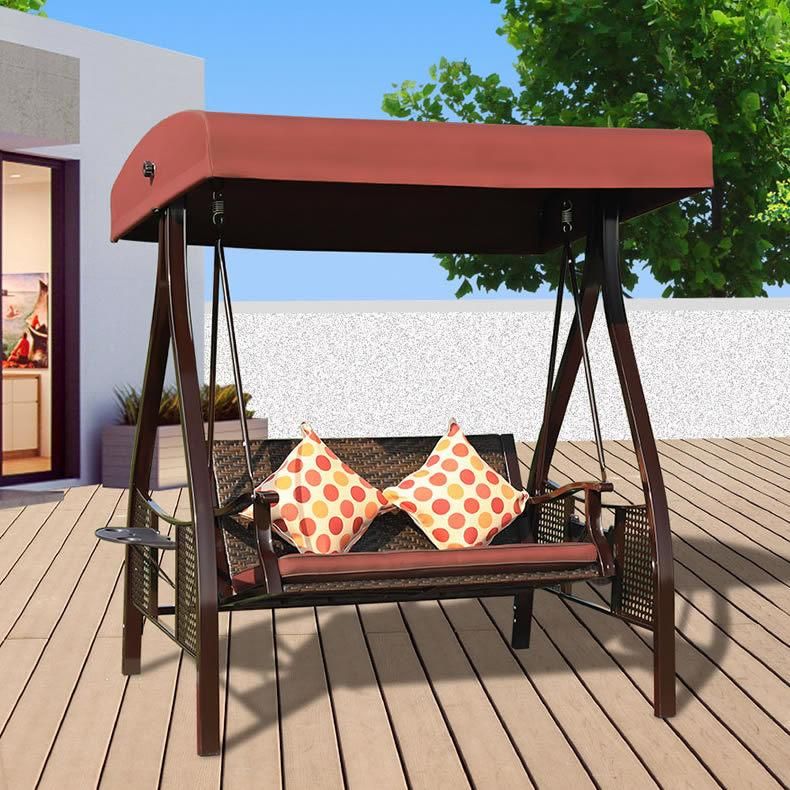 Outdoor Garden Swing Chair Rattan Swing Chair with Adjustable Sunshade