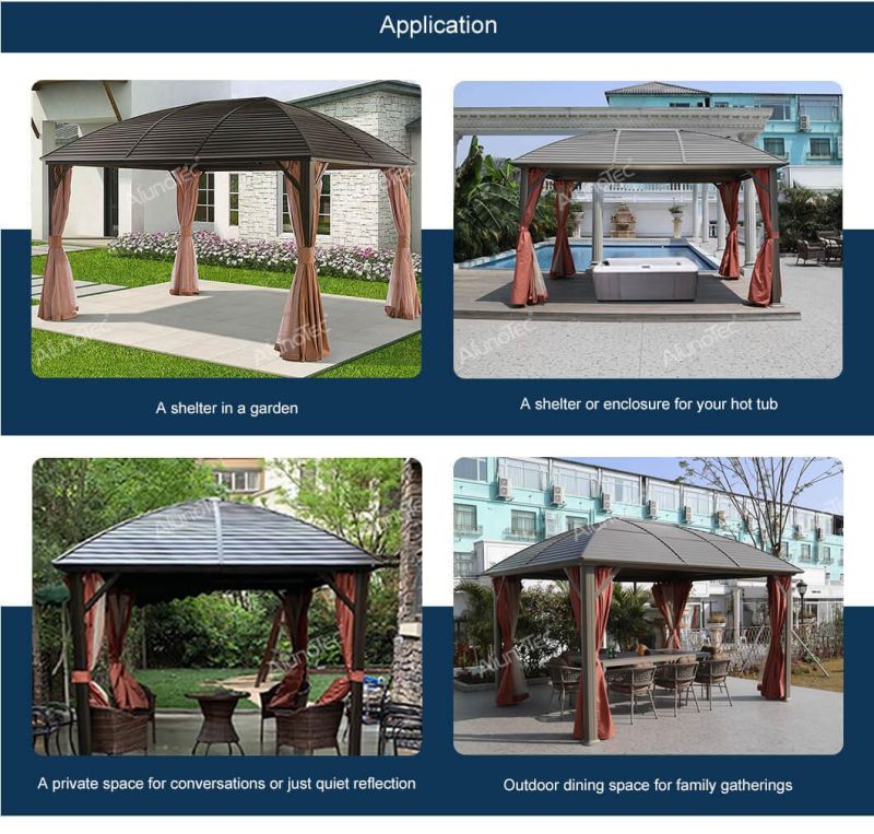 Direct Factory Double Polycarbonate Roof Aluminium Canopy Awning Hardtop Gazebo