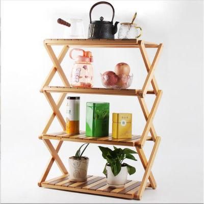 Eco- Friendly Wood Outdoor Camping Shelf Outdoor Furniture Natural Portable Folding Camping Flower Rack