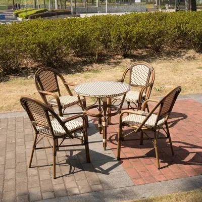 Restaurant Garden Patio Outdoor Dining Stackable PE Rattan Bistro Chair