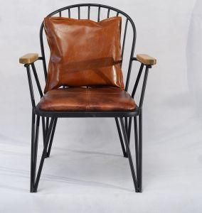 Matel Dining Chair for Restaurant and Coffee Shop with Leather Cushion