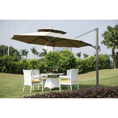 Leisure Outdoor Dining Furniture PE Rattan Restaurant Garden Set with Table and Chairs