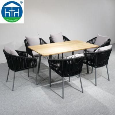 Outdoor Metal Aluminum Garden Dining Chairs and Glass Table Set