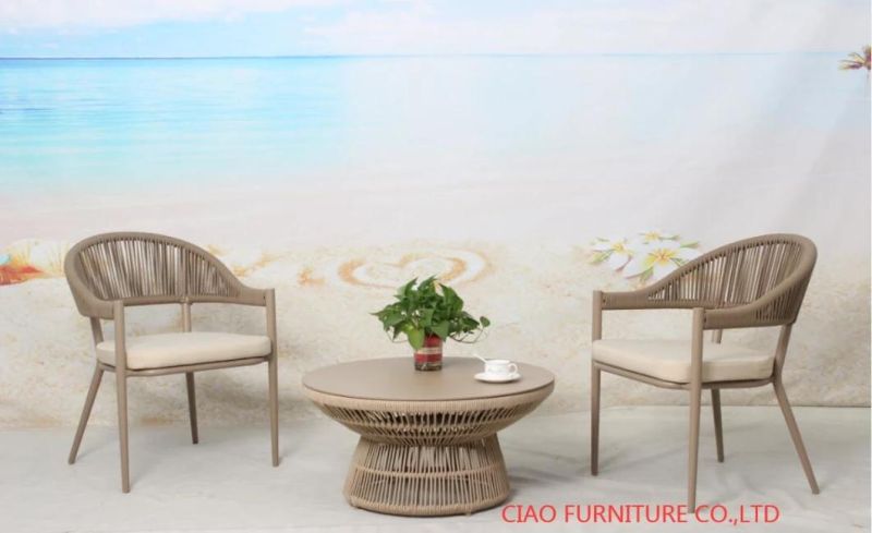 3PCS Aluminum Powder Coating Leisure Rope Table and Chair Set Garden Furniture