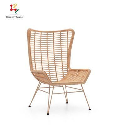 Outdoor Garden Balcony Hotel Resort PE Rattan Recliner Chair Nordic Style Armless Metal Legs Patio Wicker Chairs