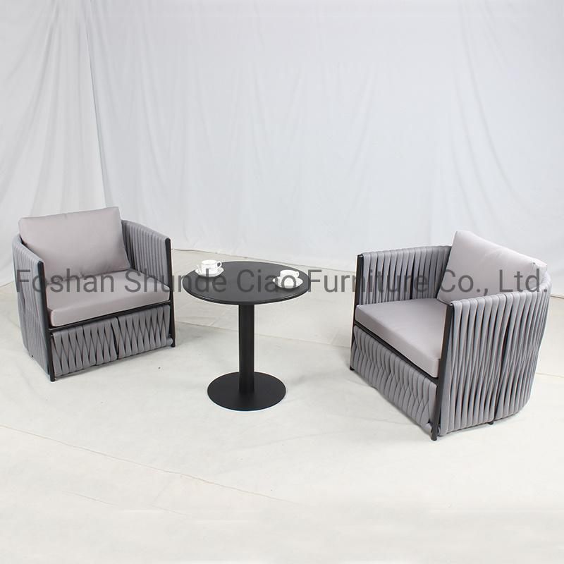 Outdoor Leisure Polyester Rubber Rope Sofa with Cushion Patio Furniture