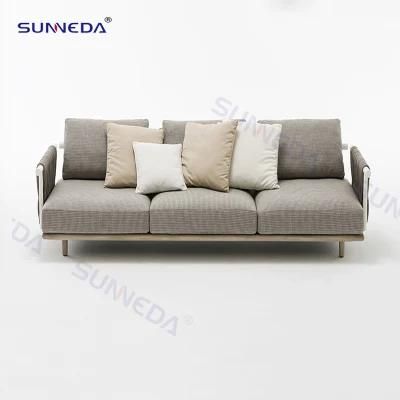 Outdoor Sofa with Popular Core Webbing Teak Wood Frame