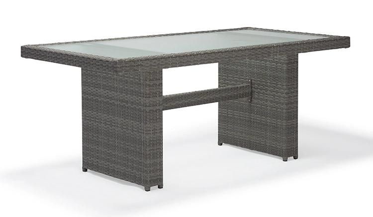 7PCS Rectangular Garden Rattan Table and Chair Set with Tempered Glass Top