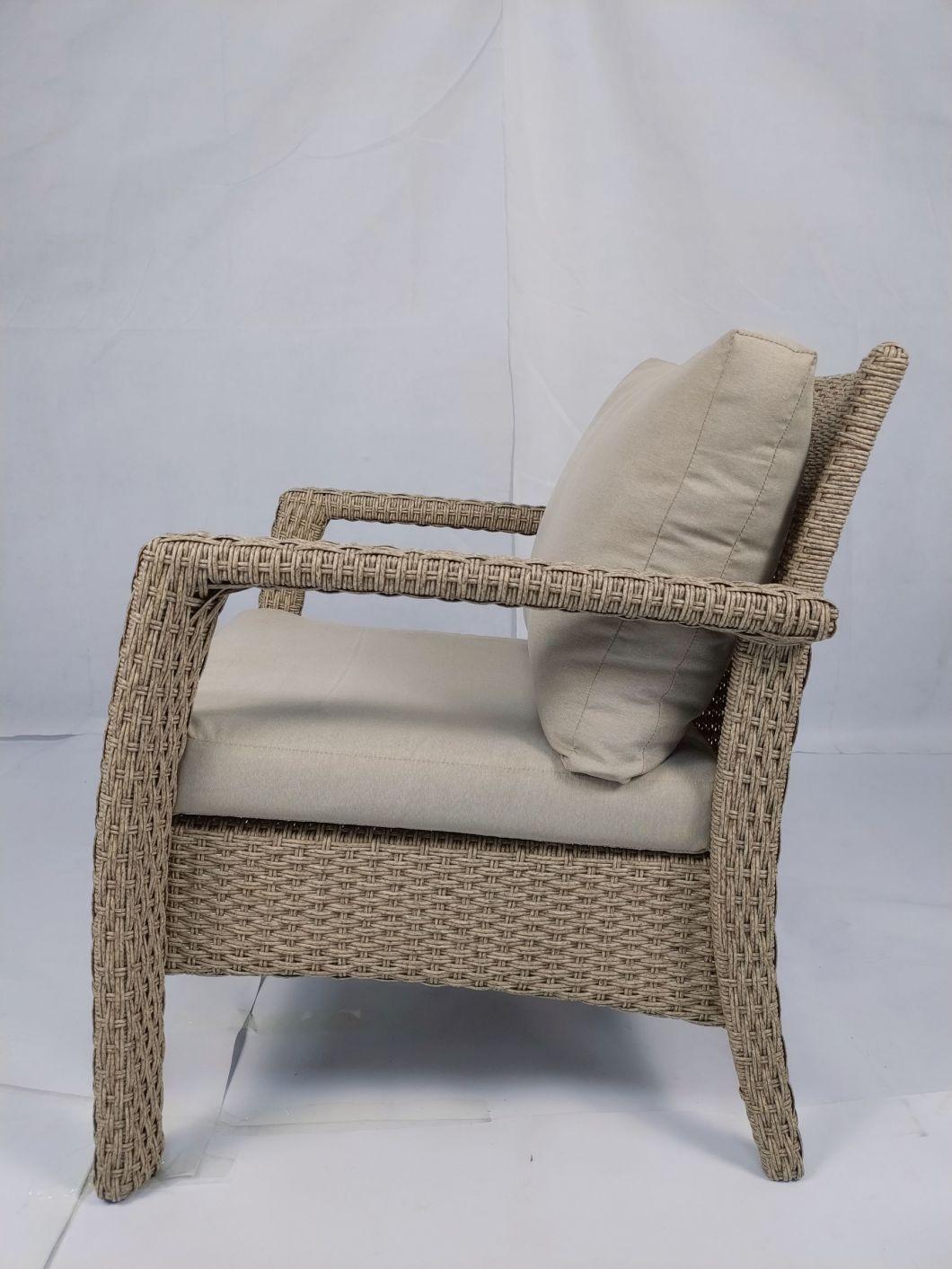 Hot Sale Modern Outdoor Aluminum Frame Sea Grass Color PE Rattan Sofa Sets