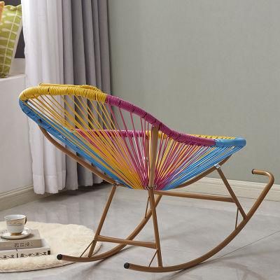 Factory Wholesale Recliner Wicker Woven Balcony Rocking Chair Wicker Chair Outdoor Leisure Chair Comfortable Adult Household Single