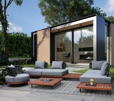 Fashionable High Quality Teak Wood Modern Garden Furniture Villa L Shape Outdoor Sofa Set