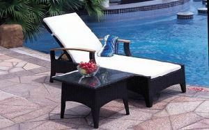 Outdoor Garden Rattan Furniture 2PCS Lounge Set in Black Wicker