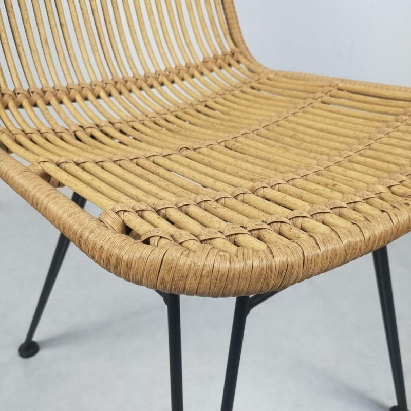 Factory Price Non-Wood Iron Outdoor Rattan Chair Wicker Tablet Stackable Furniture