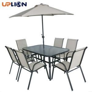 Garden Furniture Patio Dining Set 6seater Table Chair Set with Umbrella 8PCS Table Chair Set