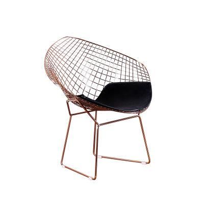 Club Wedding Event Dressing Room Golden Iron Metal Wire Restaurant Leisure Chair Nordic Style Metal Wire Garden Chair