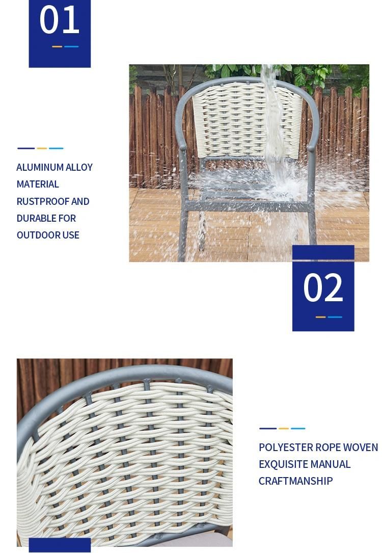 Vangarden Stackable Outdoor Woven Rope Cafe Dining Chair
