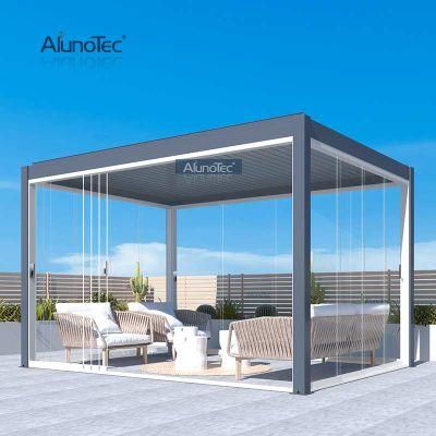 Aluminum Patio Pergola Louver Outdoor Arches Garden Veranda Gazebo With Sliding Door