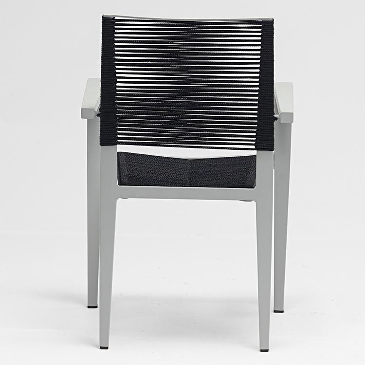 Classical Design Metal Woven Black Rope Weaving Chair for Garden