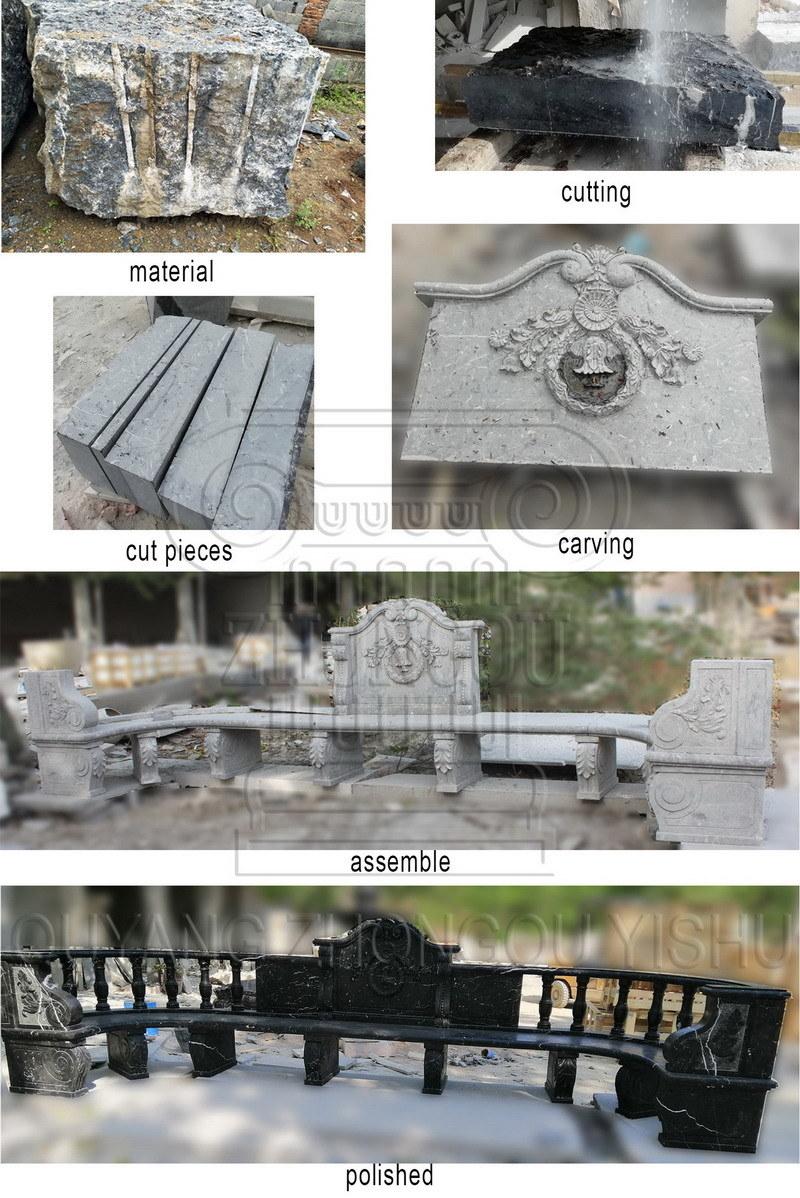 Marble Bench with Hollowed Grape Pattern