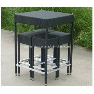 Save Shipping Cost PE Wicker Table High Black Bar Set