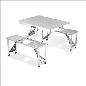 Portable Outdoor Suitcase Camping Aluminum Wood Table Picnic Folding Table