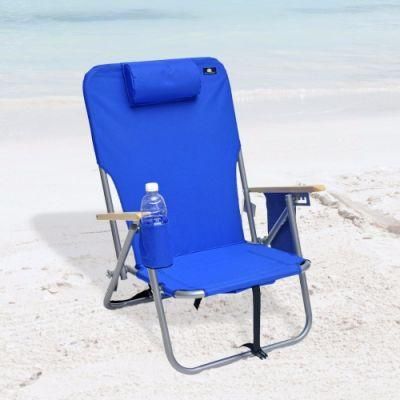 Extra Lightweight Backpack Folding Chair Portable Aluminum Frame Recline with Straps and Cup Holder for Camping Lawn Beach Outdoor