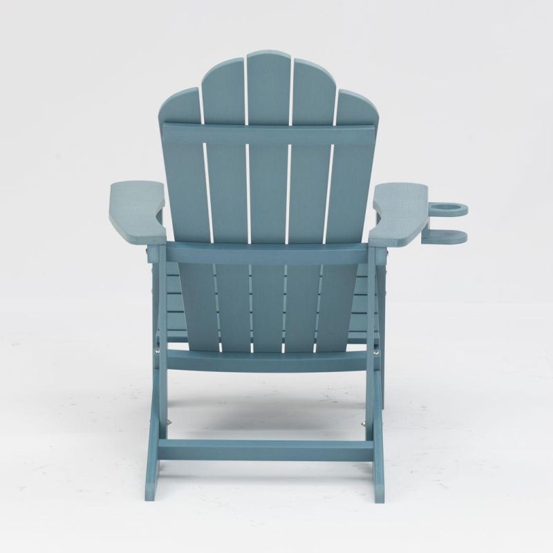 High Quality Plastic Wood Sun Lounger Outdoor Leisure Lounger Unique Beach Adirondack Chair with Cup Holder